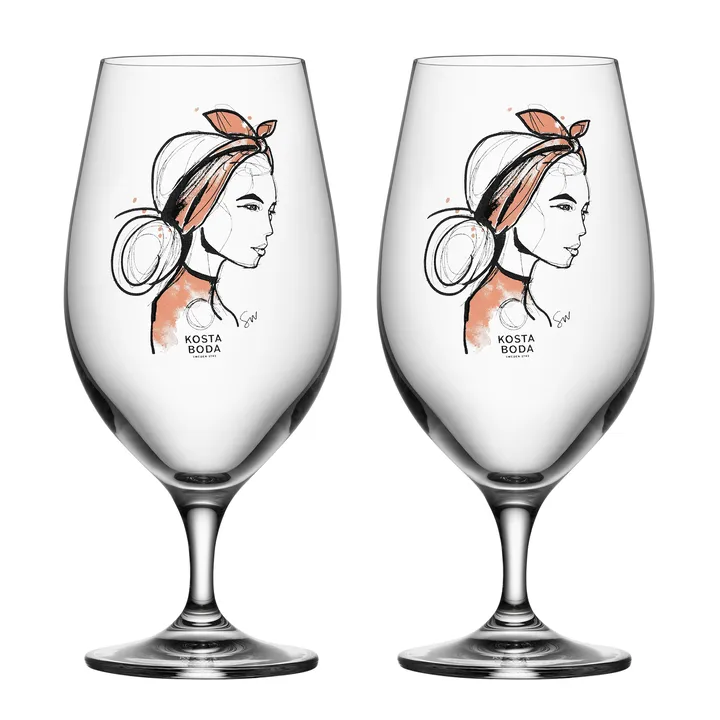 All about you ölglas 40 cl 2-pack - Near you beer (rusty orange) - Kosta Boda