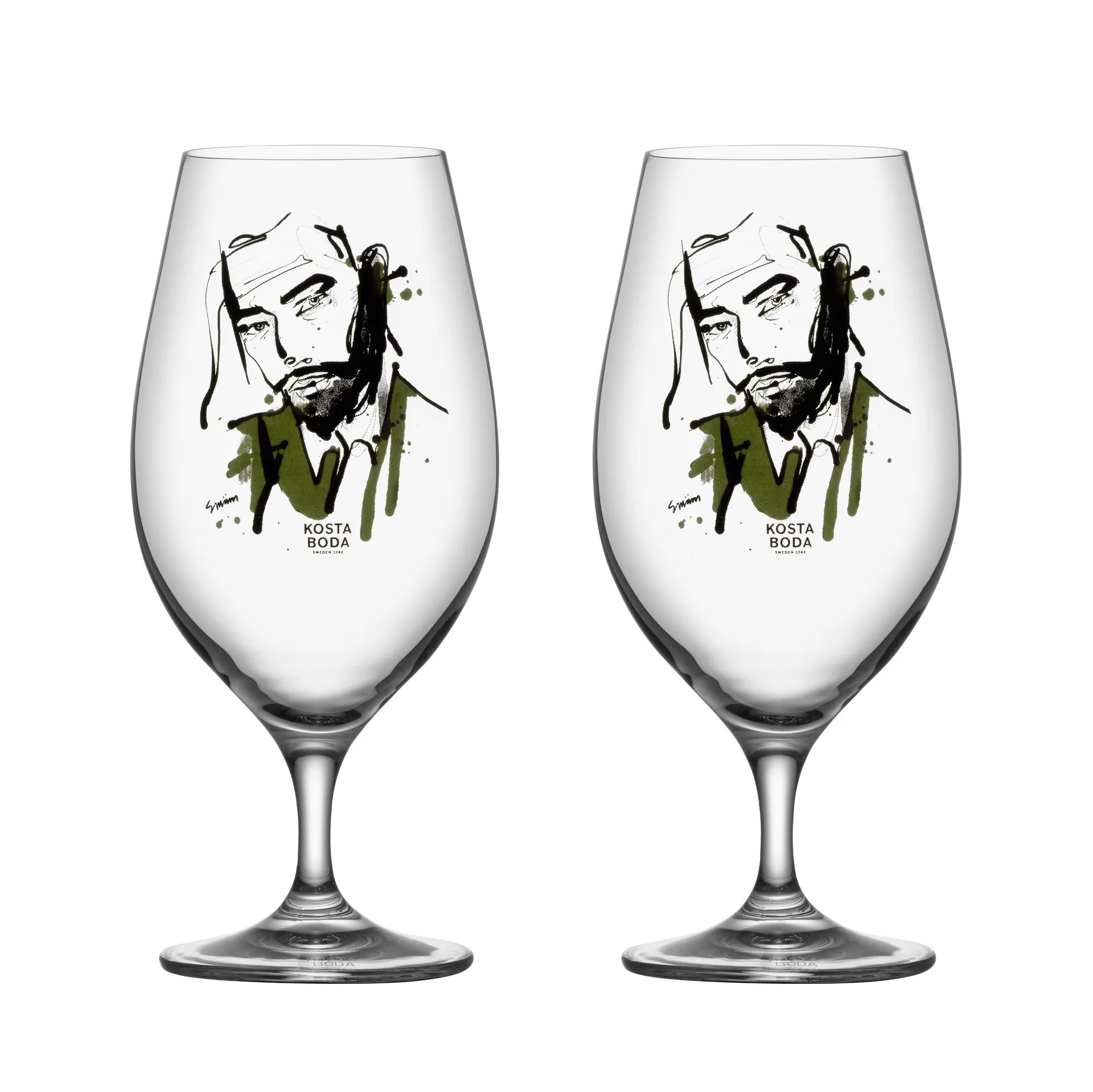 All about you ölglas 40 cl 2-pack, Want him (grön) Kosta Boda