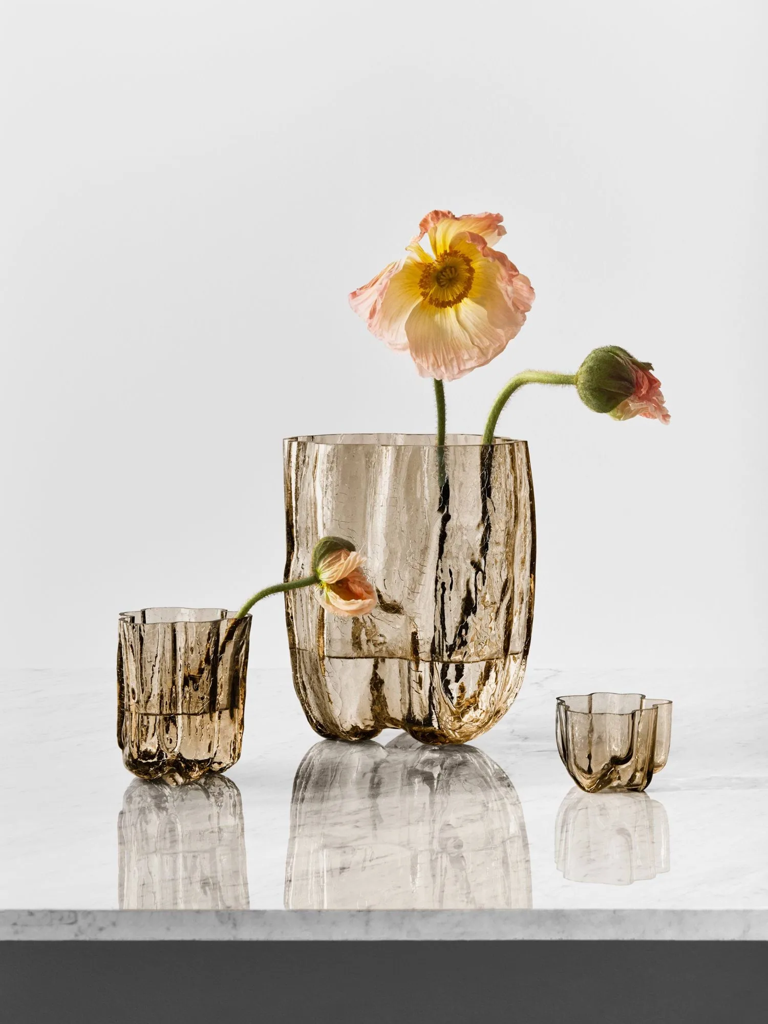Crackle ljuslykta 5,8 cm, Taupe Kosta Boda