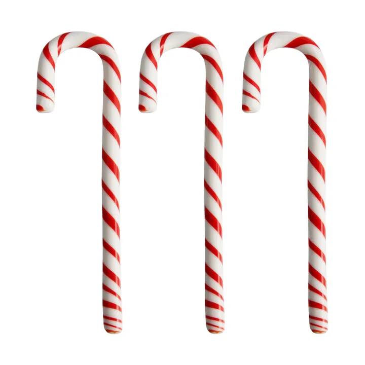 Polka käpp 17 cm 3-pack - Vit-röd - Kosta Boda