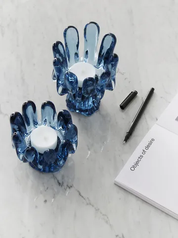 Solros ljuslykta cirkulärt glas 9,2 cm - Blå - Kosta Boda