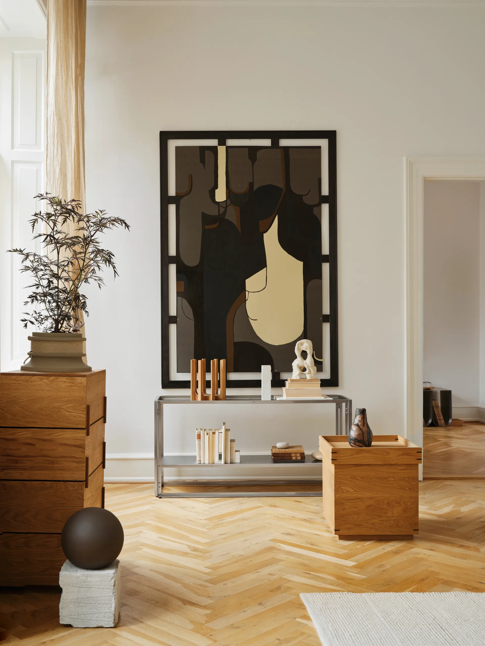 Foldable konsoll 124x60 cm, Borstat rostfritt stål Kristina Dam Studio