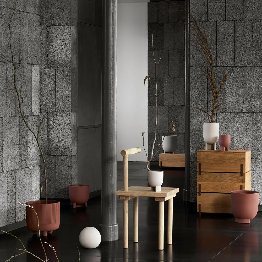 Stack förvaringsbox, Oak, 3 delar, mörkt oljade valnötsben Kristina Dam Studio
