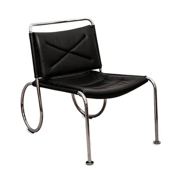 Corso easy chair stol - Elmo Nordic läder Svart-krom - Lammhults