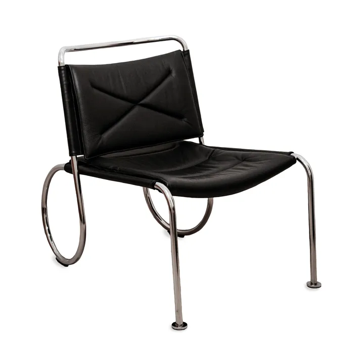 Corso easy chair stol - Elmo Nordic läder Svart-krom - Lammhults
