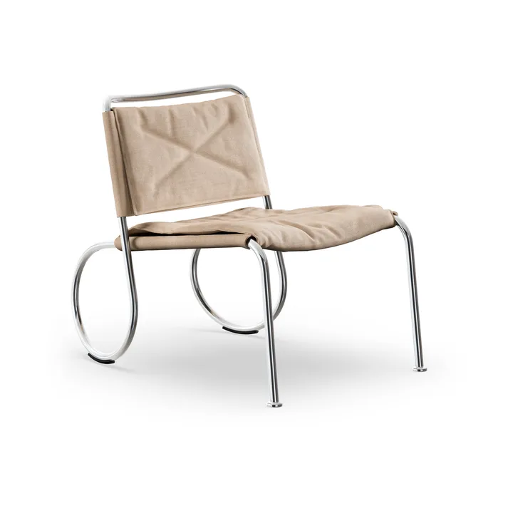 Corso easy chair stol - Linneväv natur-krom - Lammhults