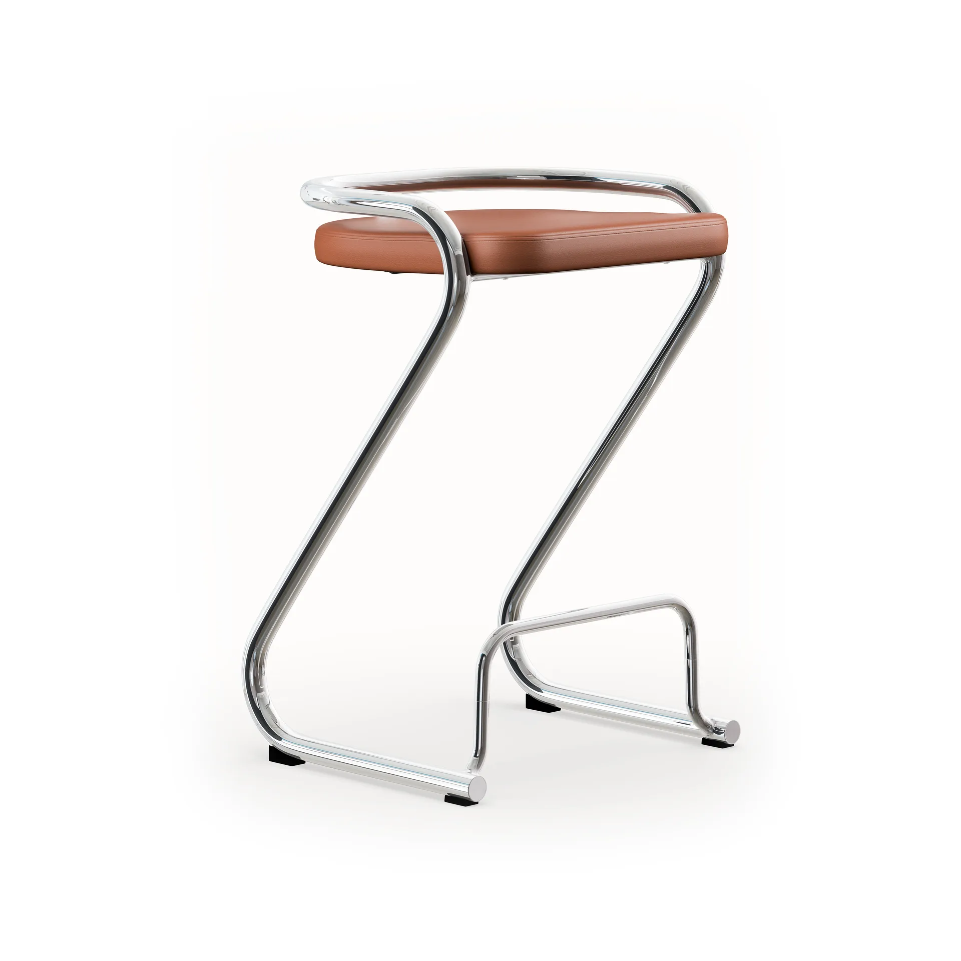 S70-3 barpall, Elmo Nordic läder Cognac-kromstativ Lammhults