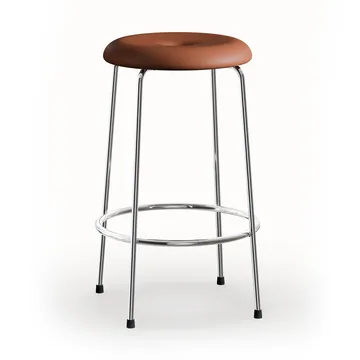 Taburett barpall - Cognac läder-kromat stativ, 63 cm - Lammhults