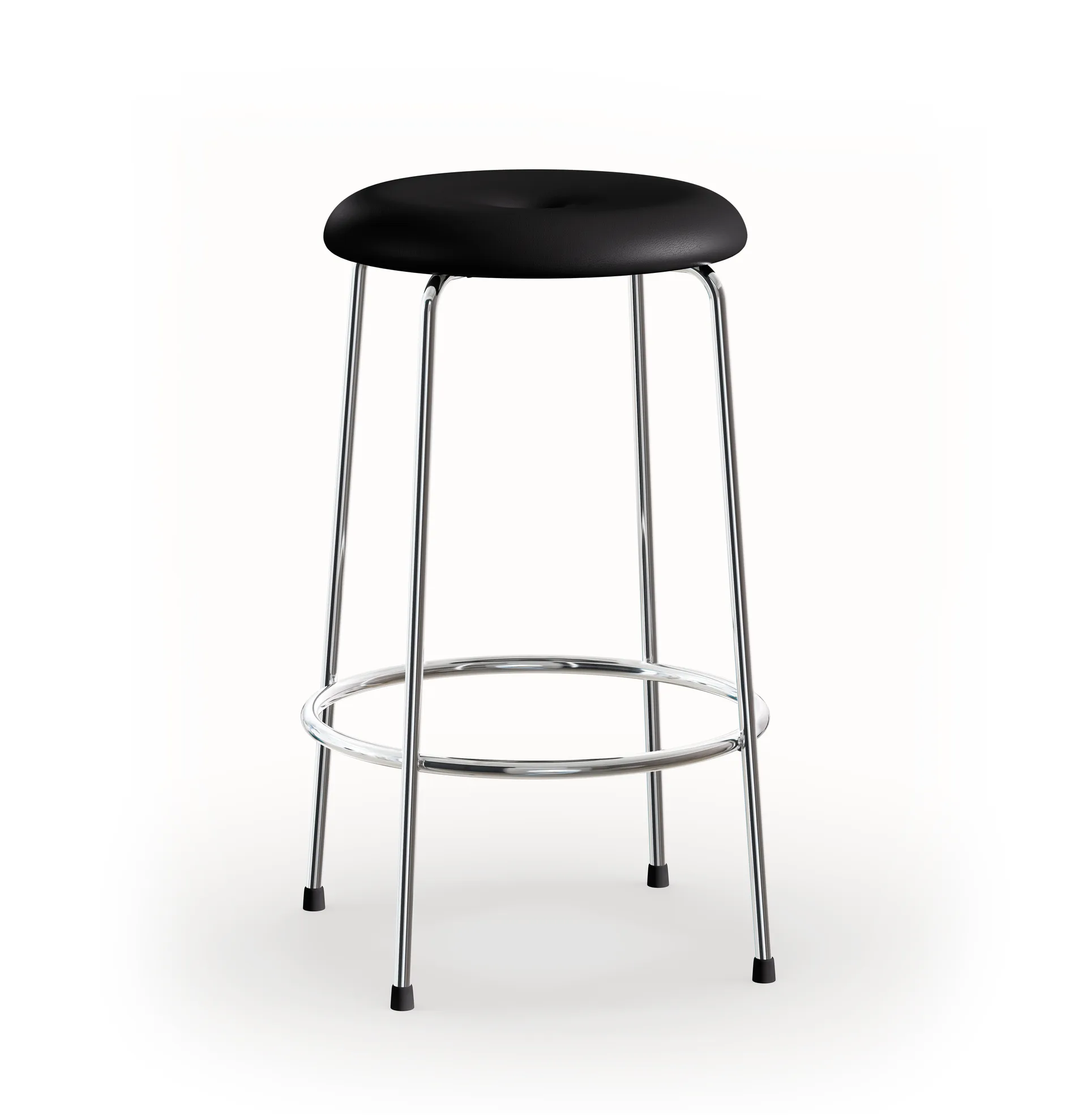 Taburett barpall, Svart läder-kromat stativ, 63 cm Lammhults
