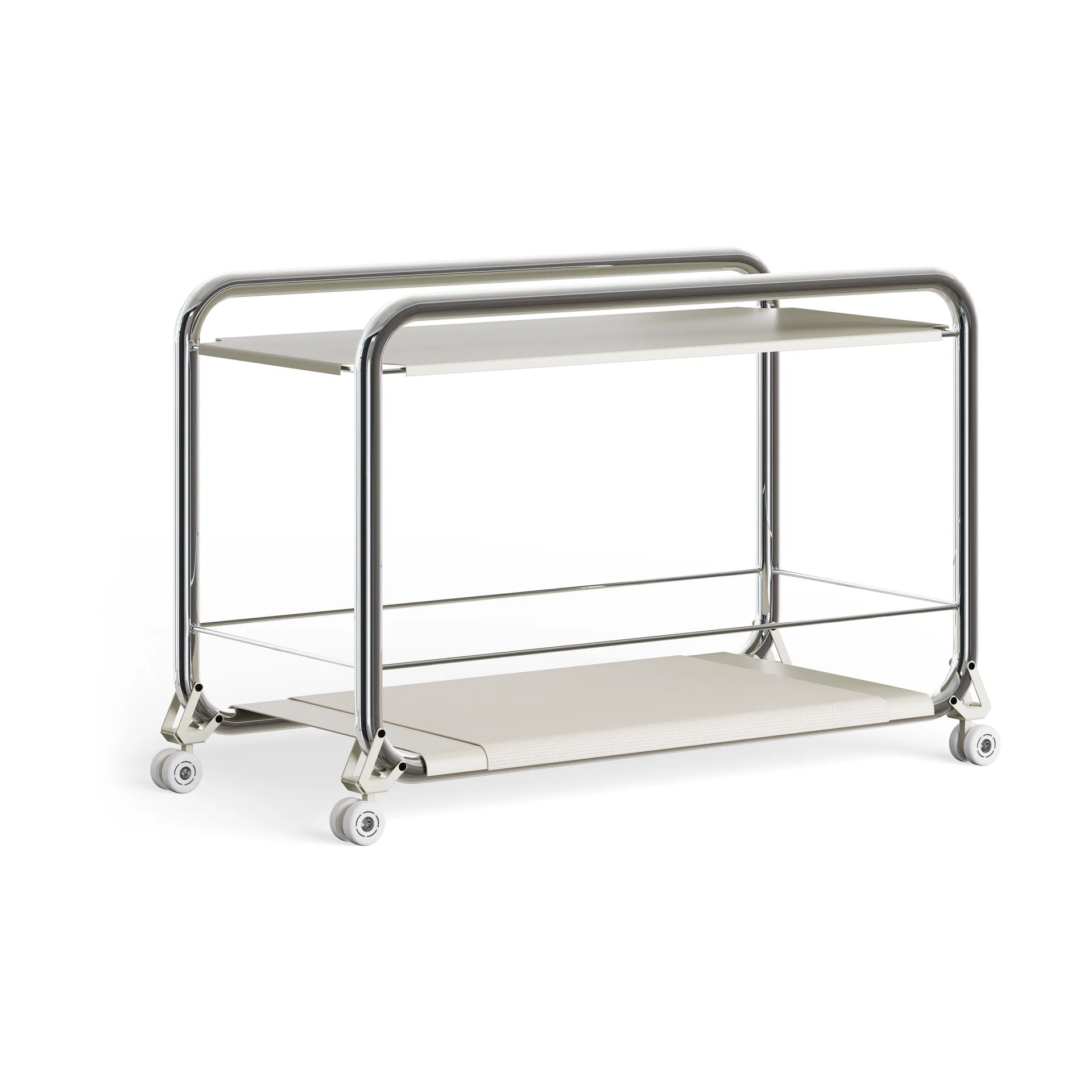 Tension rullvagn, Krom-beige-beige lädermatta Lammhults