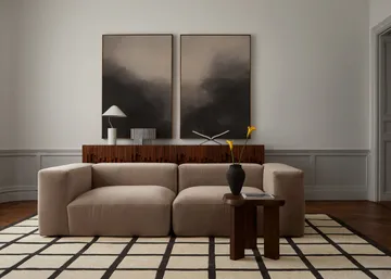 Avenue Checked ullmatta - Bone White, 200x300 cm - Layered