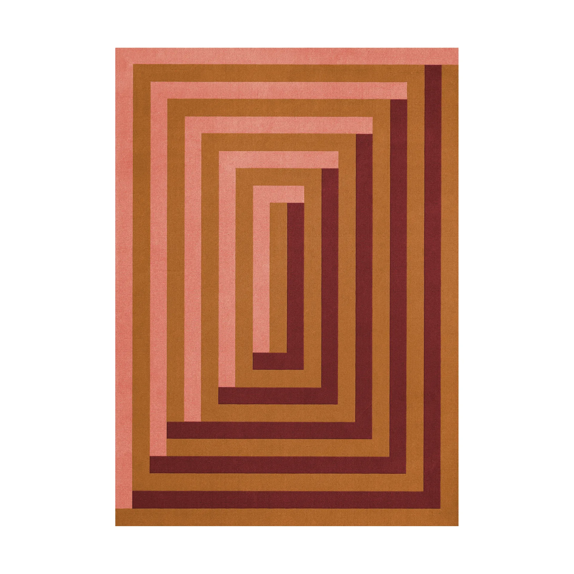 Teklan Labyrinth ullmatta, Coral pink, 180x270 cm Layered