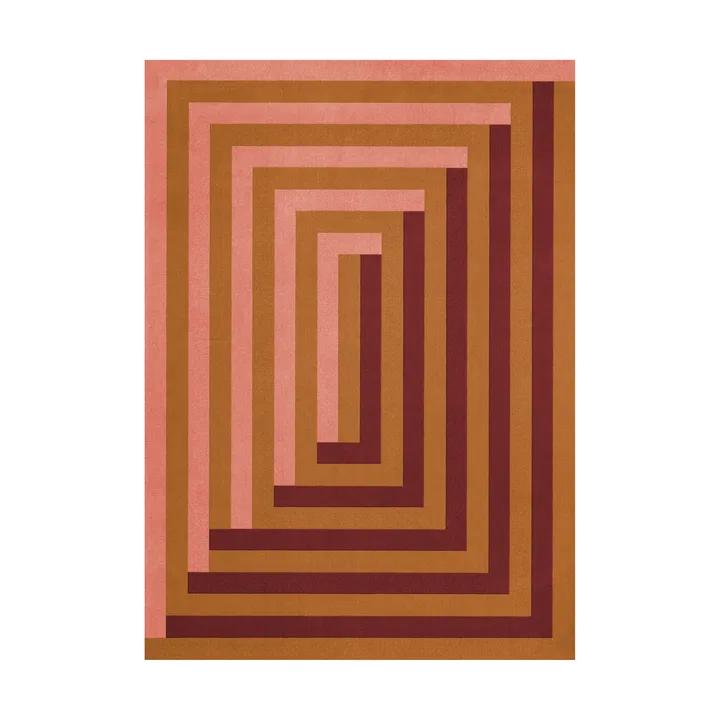 Teklan Labyrinth ullmatta - Coral pink, 180x270 cm - Layered