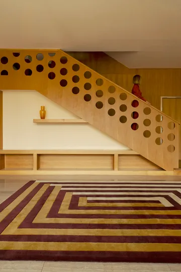 Teklan Labyrinth ullmatta - Mulberry sand, 200x300 cm - Layered