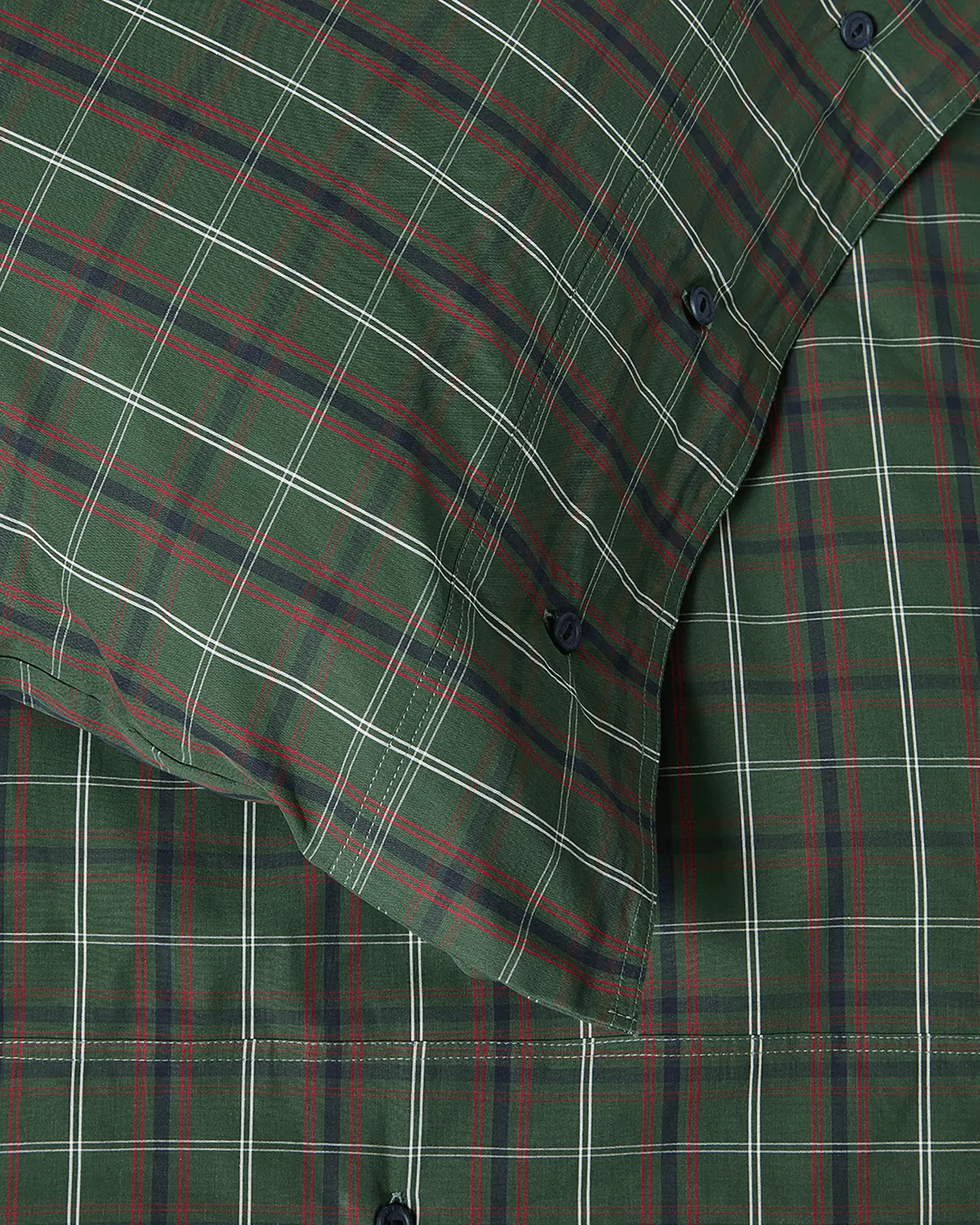Checked cotton percale bäddset, Green-navy, 50x60 cm/150x210 cm Lexington