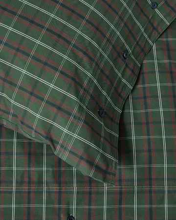 Checked cotton percale bäddset - Green-navy, 50x60 cm/150x210 cm - Lexington