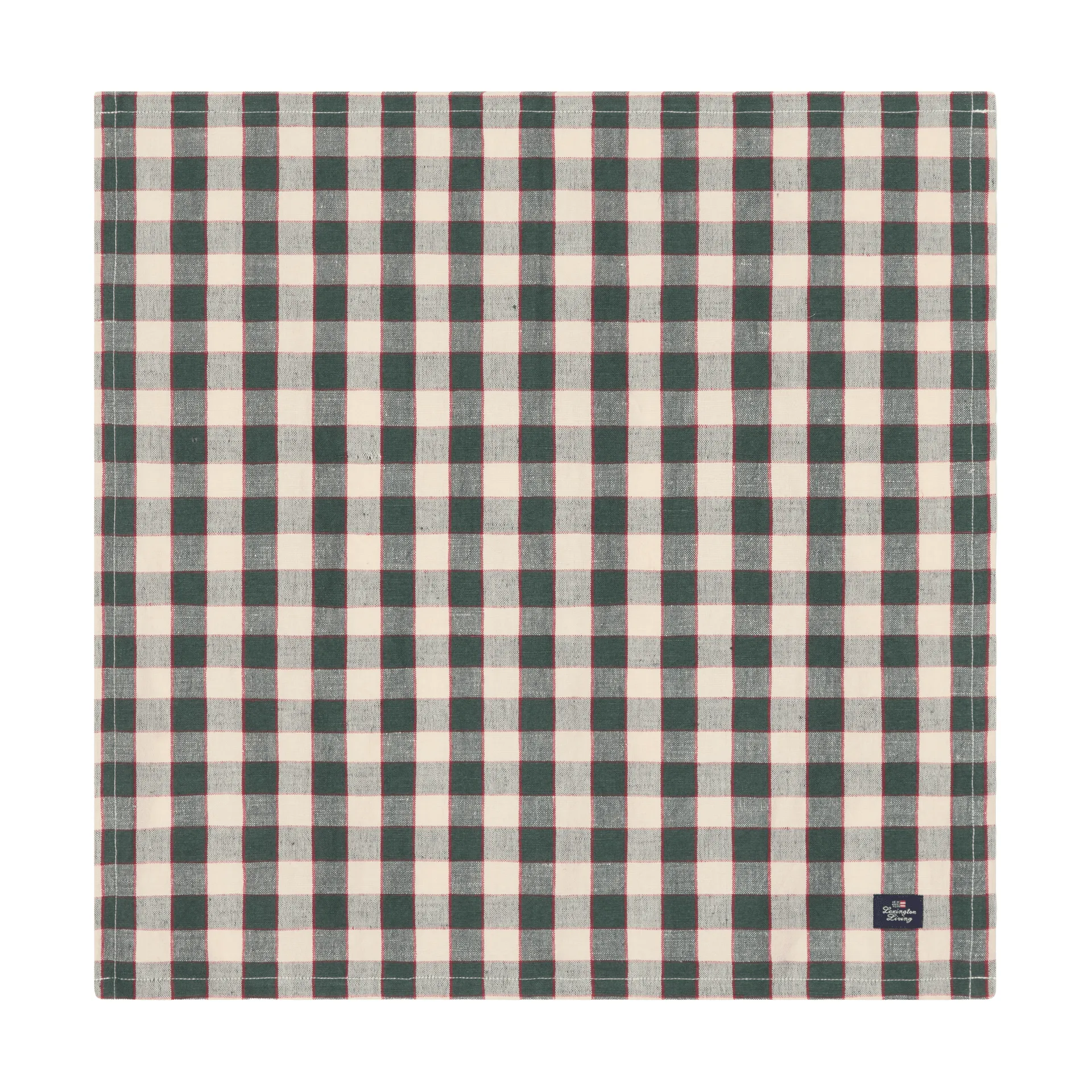 Checked Linen/Cotton tygservett 50x50 cm, Green-light beige-red Lexington