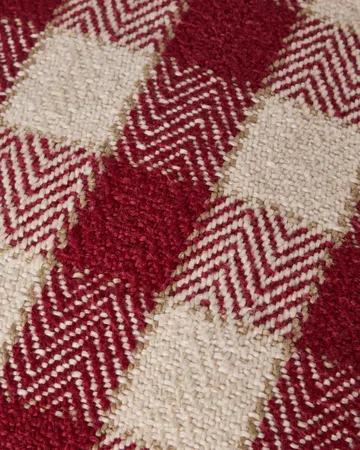 Checked organic cotton fringe kuddfodral - Red-light beige-beige - Lexington