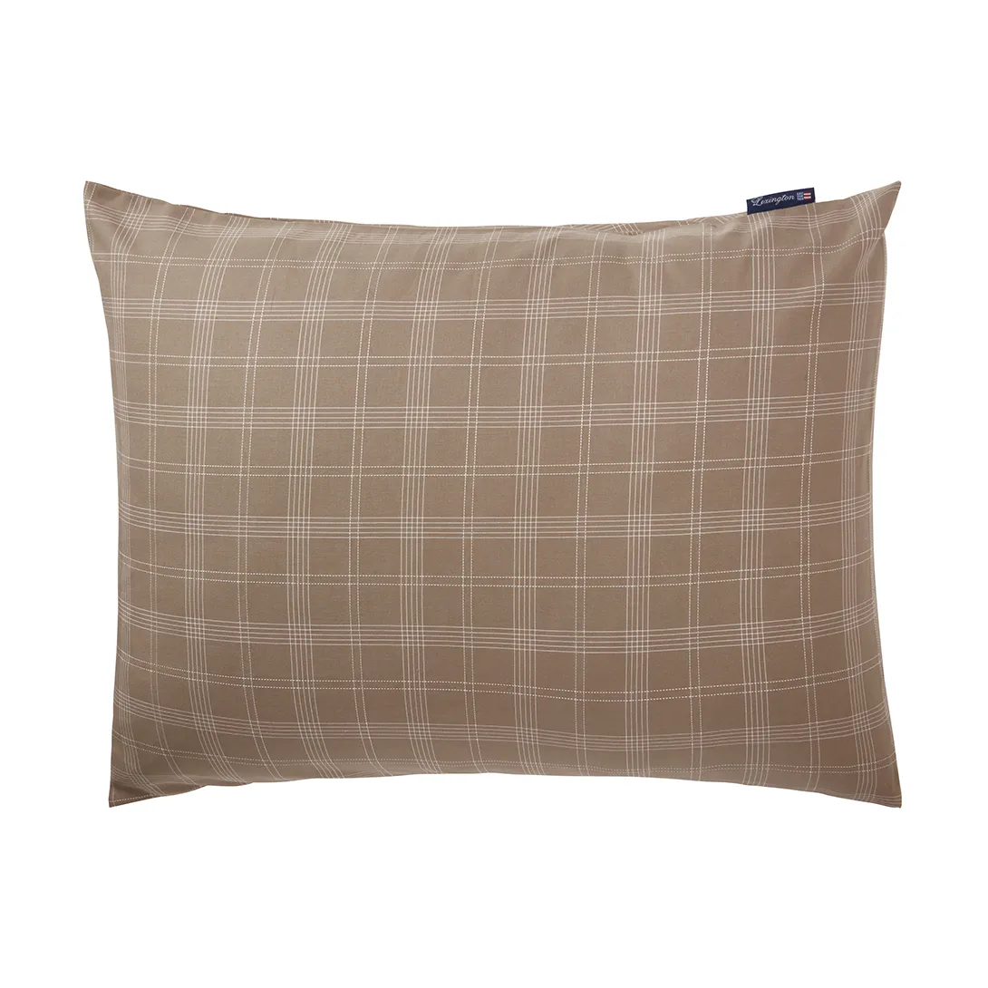 Checked Pinpoint Oxford örngott 50x60 cm, Brown Lexington