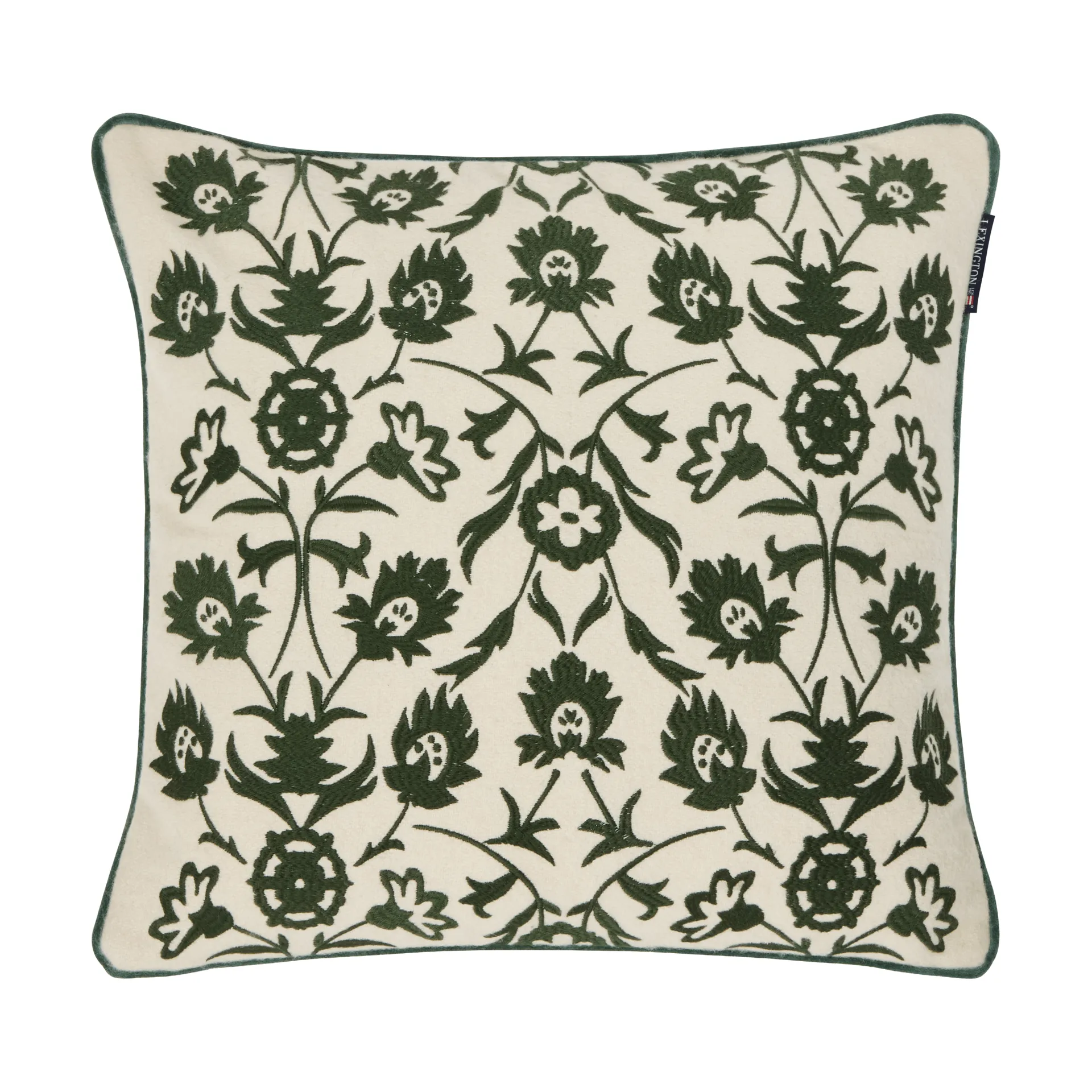 Flower Embroidered Wool Mix kuddfodral 50x50 cm, Light beige-green Lexington