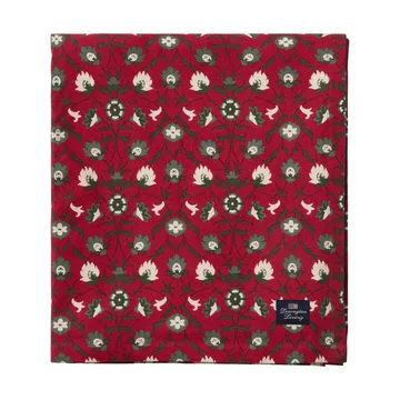 Flower printed ekologisk bomull bordsduk - Red-beige-green, 150x250 cm - Lexington