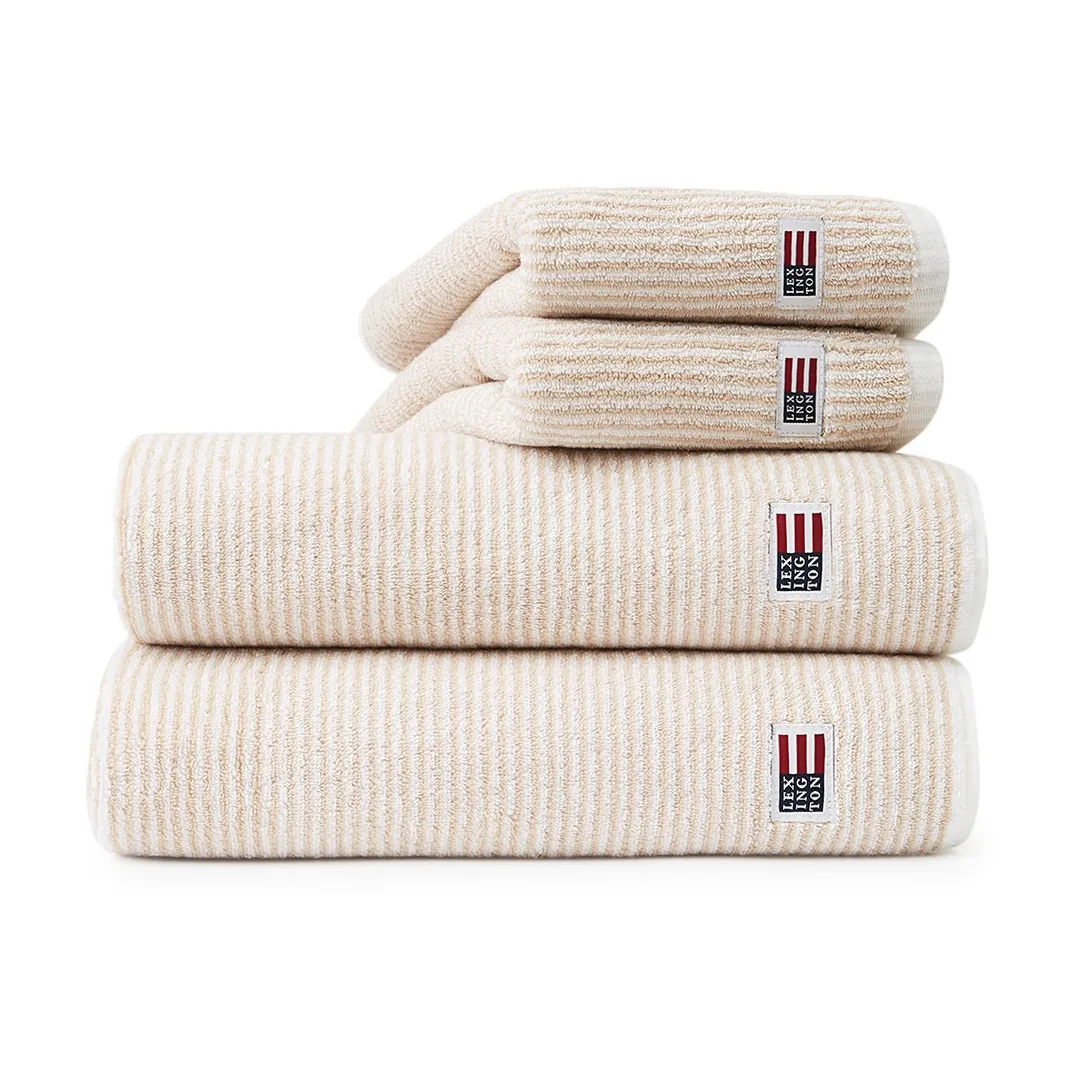 Icons Original Striped handduk 50x70 cm, White-tan Lexington