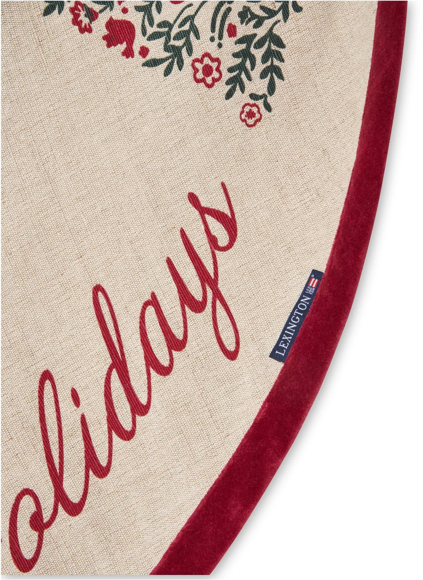 Jute Cotton Christmas Tree julgransmatta Ø110 cm, Natural-red Lexington