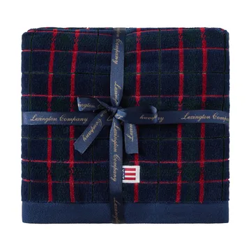 Lexington checked handduk 2-pack - Navy-green, 50x70 cm - Lexington