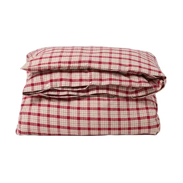 Red-beige Checked bomull flanell bäddset 2 delar - 50x60 cm, 150x210 cm - Lexington