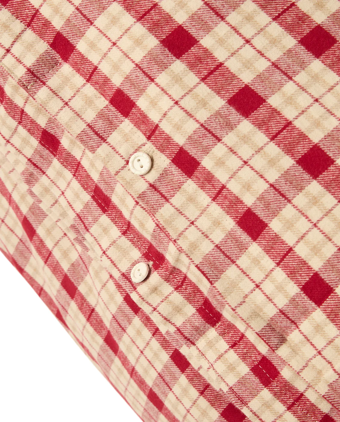 Red-beige Checked bomull flanell bäddset 2 delar, 50x60 cm, 150x210 cm Lexington