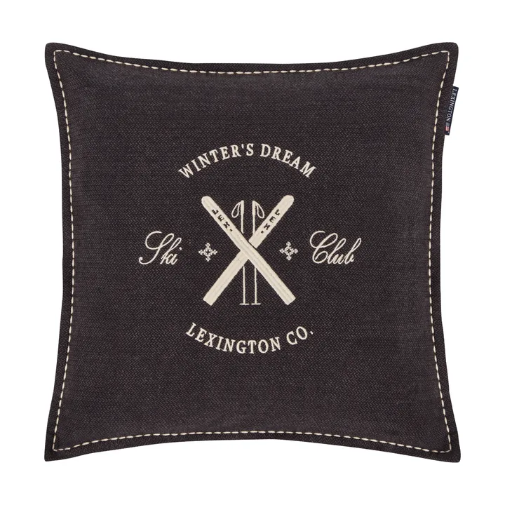 Ski Club ekologisk bomull kuddfodral - Navy-Light beige, 50x50 cm - Lexington