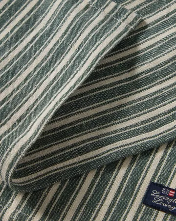 Striped linneservetter - Green-light beige, 50x50 cm - Lexington