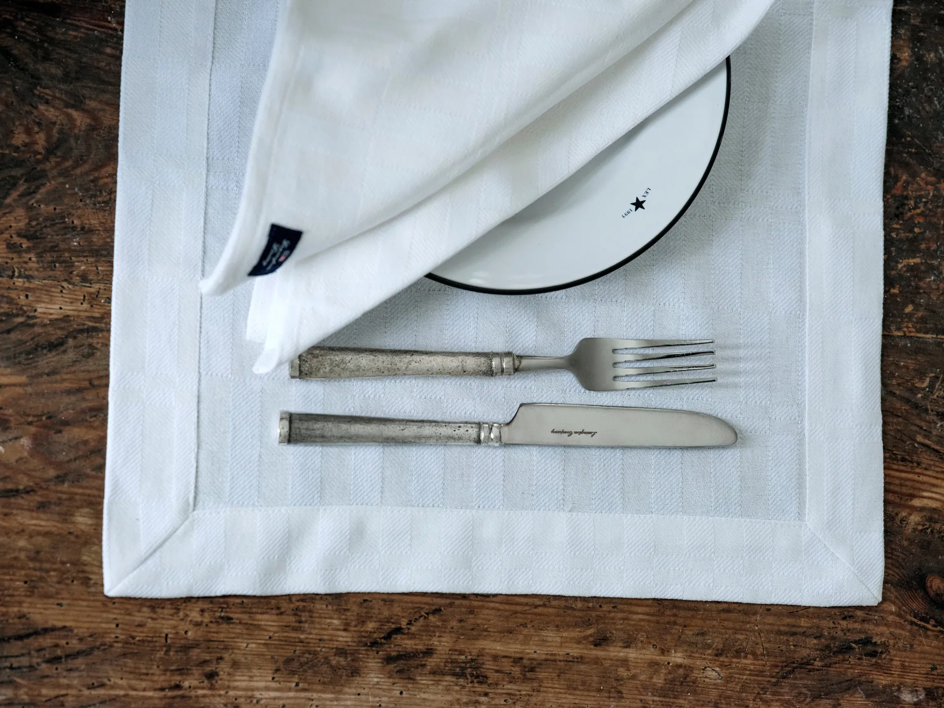 White jacquard cotton bordstablett 40x50 cm, Vit Lexington