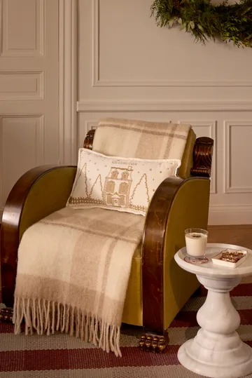 Winter House eko. sammetsbomull kudde 30x50 cm - White-Light beige - Lexington