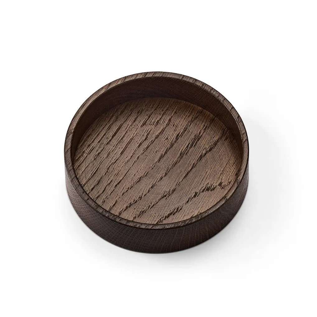 Wood Box förvaring till glasunderlägg, Smoked-oak, circle, S LIND DNA