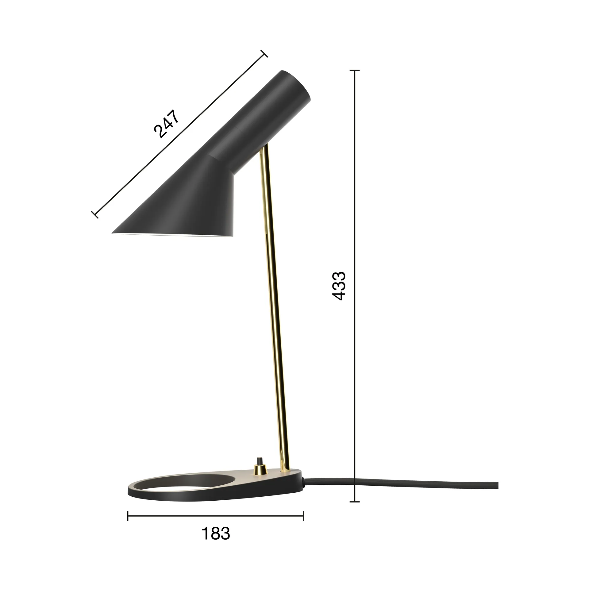 AJ MINI bordslampa, Brass-black Louis Poulsen