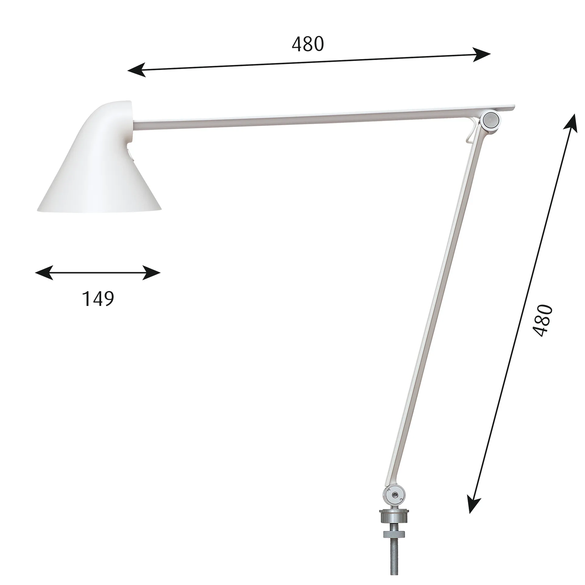 NJP bordslampa stift Ø10 mm, Vit Louis Poulsen
