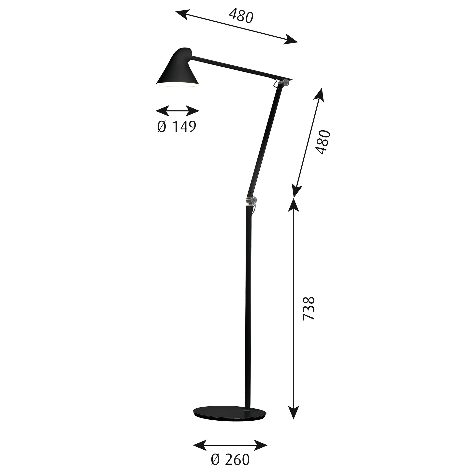 NJP golvlampa, Svart Louis Poulsen