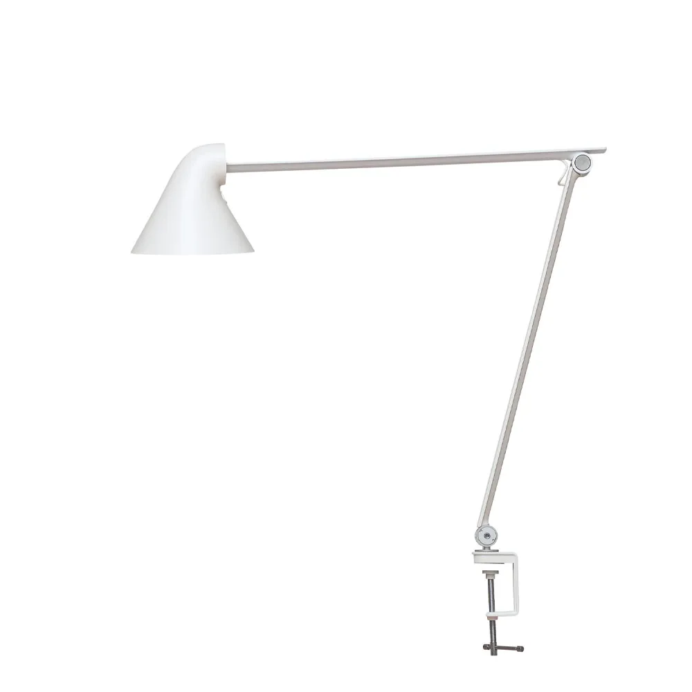 NJP skrivbordslampa, Vit, klämma, 2700k Louis Poulsen