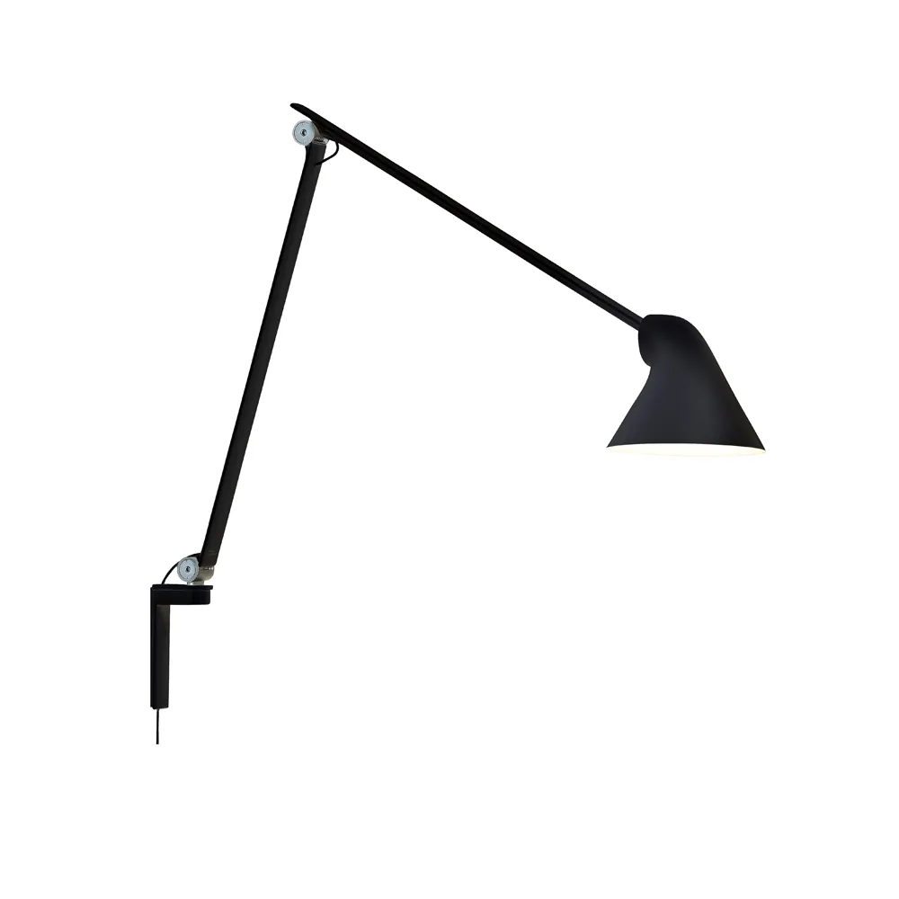 NJP vägglampa, Svart, lång arm, LED, 3000k Louis Poulsen