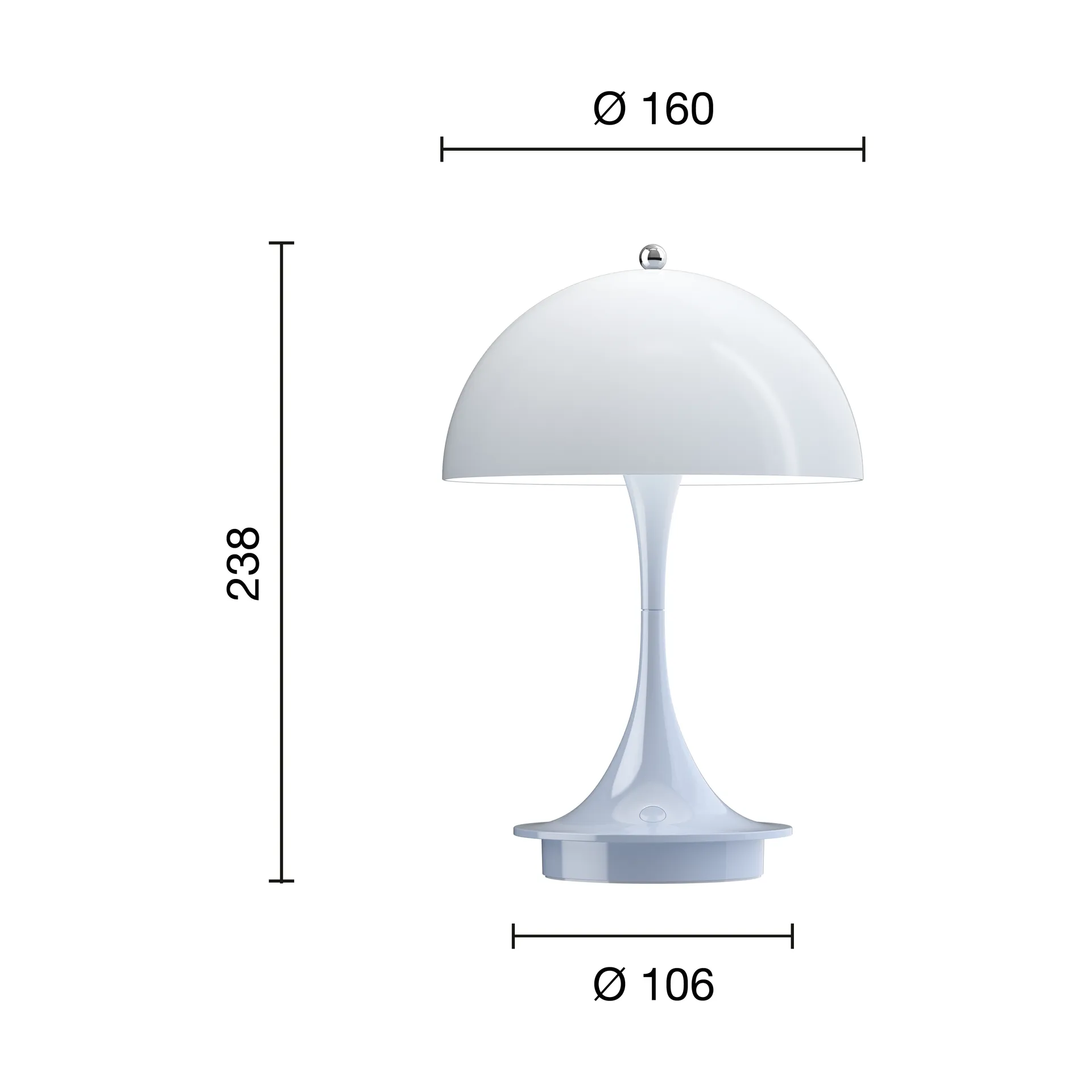 Panthella 160 Portable v3 bordslampa, Opal pale blue Louis Poulsen