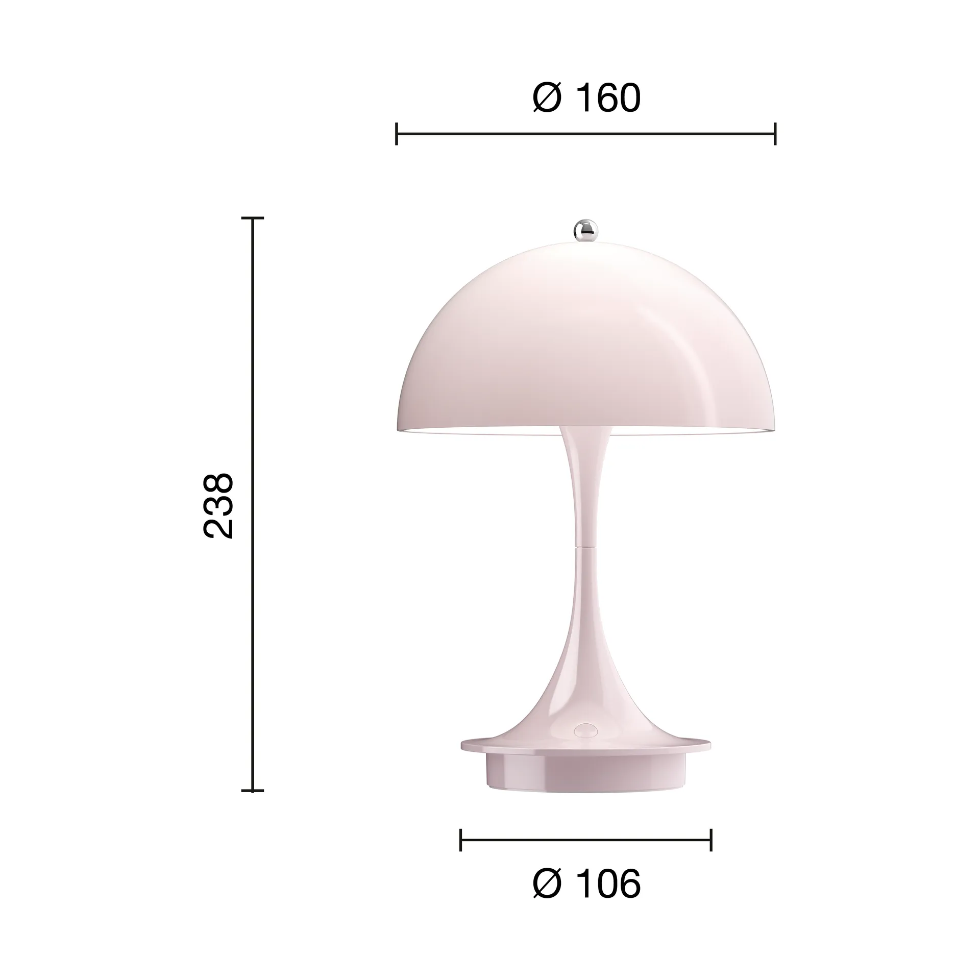 Panthella 160 Portable v3 bordslampa, Opal pale rose Louis Poulsen