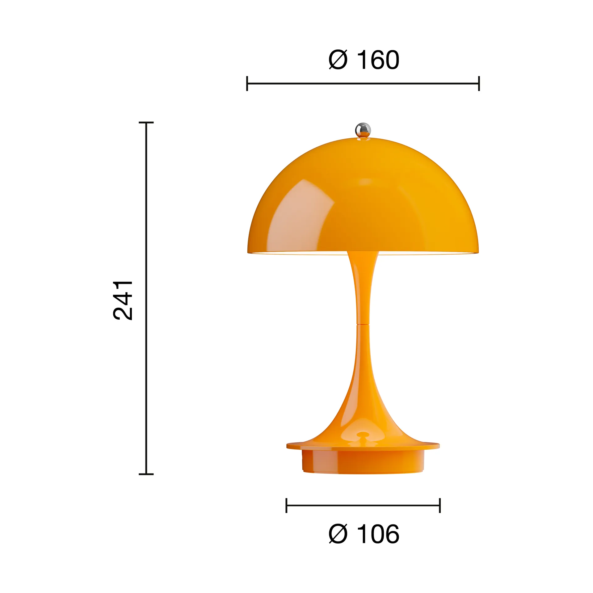Panthella 160 Portable v3 bordslampa, Opaque orange Louis Poulsen
