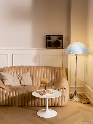 Panthella 500 golvlampa - Original opal blue grey - Louis Poulsen