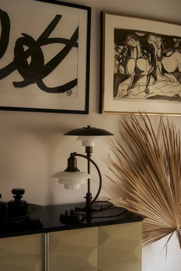 PH 2/2 Luna bordslampa - Aged brass-opalglas - Louis Poulsen