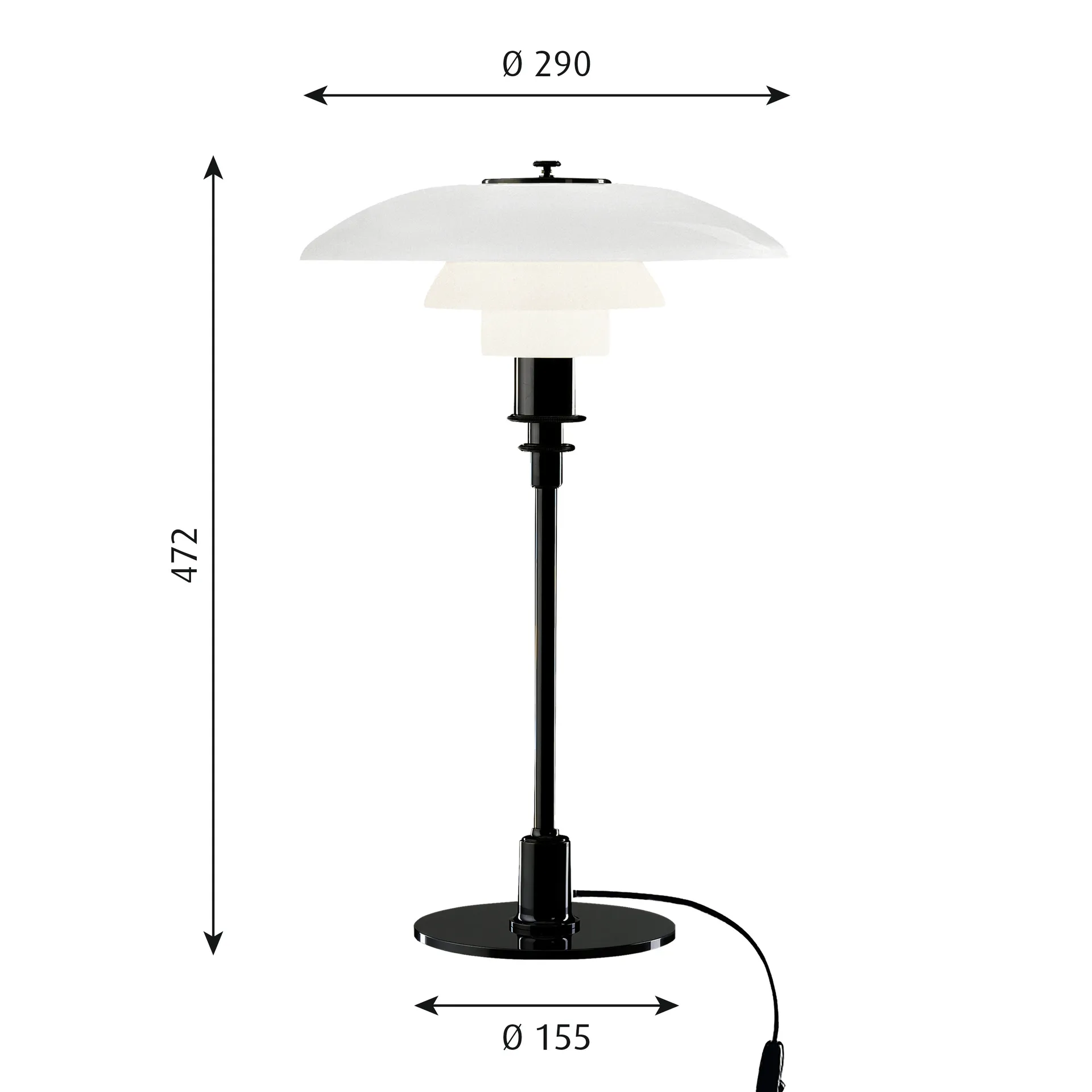 PH 3/2 bordslampa, Svart Louis Poulsen