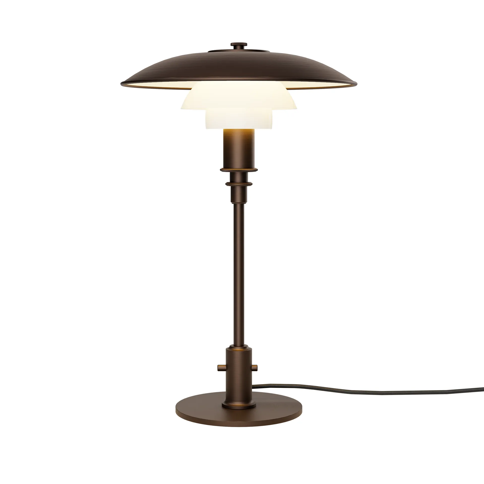 PH 3/2 Luna bordslampa, Aged brass-opalglas Louis Poulsen