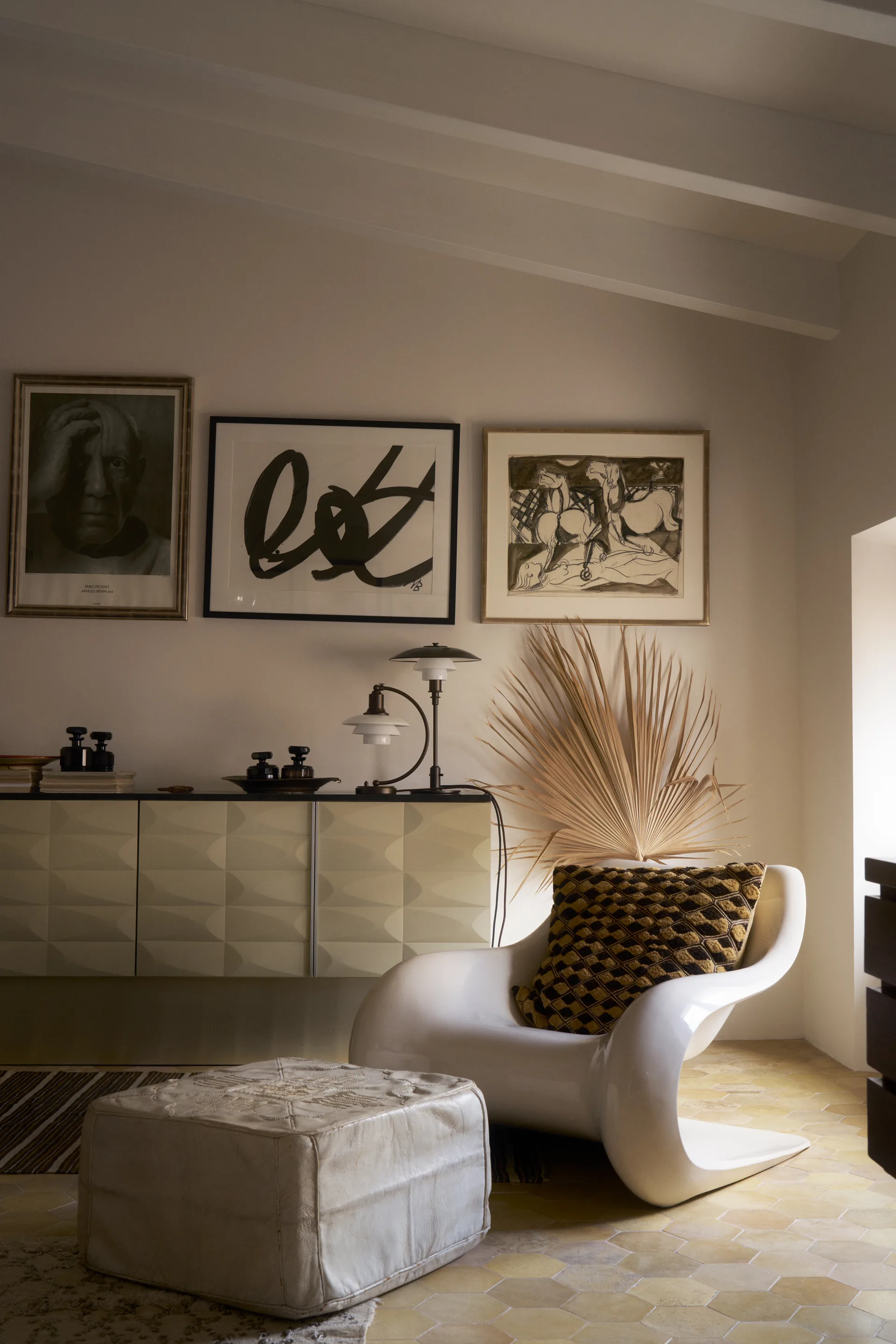 PH 3/2 Luna bordslampa, Aged brass-opalglas Louis Poulsen