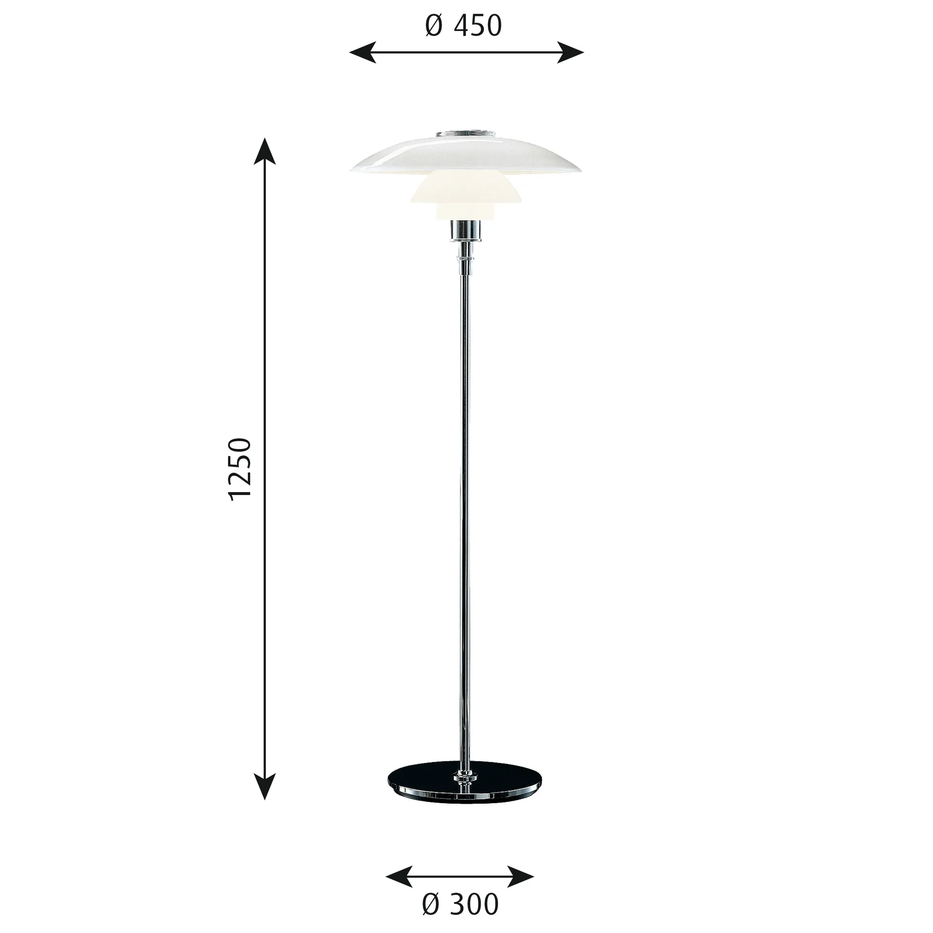 PH 4½-3½ golvlampa, Krom Louis Poulsen