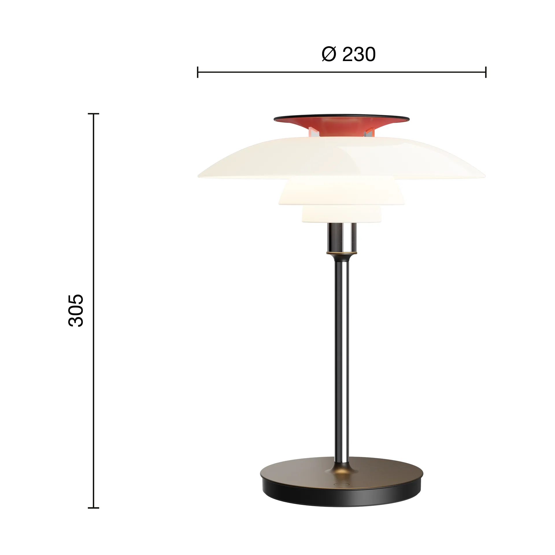 PH 80 portabel bordslampa, Vit opal, krompläterad Louis Poulsen
